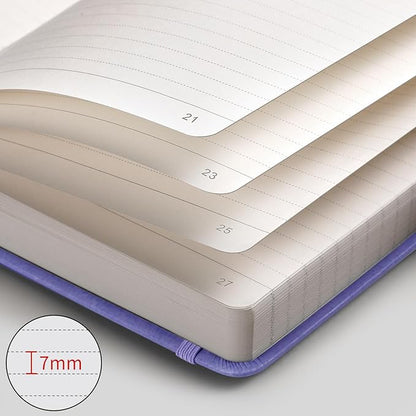 AHGXG Lined Journal Notebook, 320 Numbered Pages Thick Journal for Women, A5 Notebook College Ruled, 100gsm Thick Paper, Faux Leather Hardcover, for Writing Work, 5.75'' X 8.38''-Purple