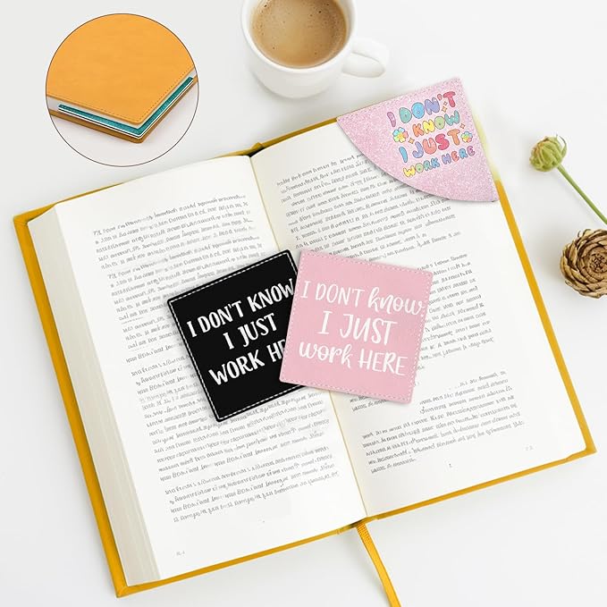 Funny Corner Bookmarks, Cute Leather Book Accessories for Book Lovers, 3 Pcs Reading Book Page Markers for Women Men Student Teacher Girls Boys Kids Retirement Birthday Gifts, I Don`t Know