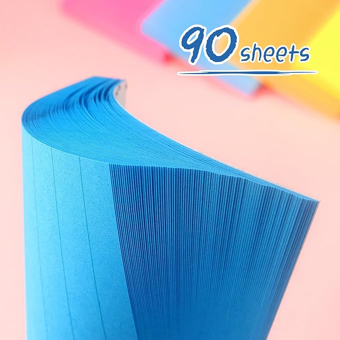 Lined Sticky Notes 3x3 Sticky Notes with Lines Self-Stick Notes Bright Color 4 Pads 90 Sheets/Pad (Blue)