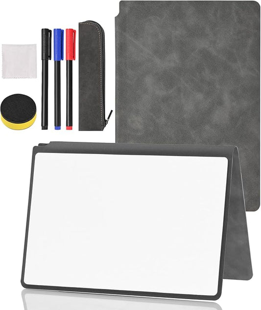 Portable Dry Erase Board,Portable White Board,Small Dry Erase Board,Foldable,Erasable,Repeatable,9.5 * 6.6 inches,for Office,Home,School,Study,Meeting(Black)