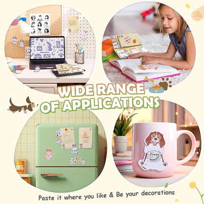 Hommie Cute Sticky Notes, Dog Sticky Notes Set Planner Dividers Self-Stick Notes Pads Animal Divider Tabs Bundle Writing Memo for Dog Lovers Office School Supplies