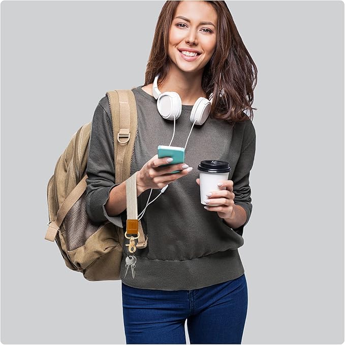 Fishent Braided Wristlet Keychain, Cute Wrist Lanyards for Keys, 2 Pack Upgraded Stretchy Key Chain Holder for Women Men, Wrist Keychain for Car Keys Phone Camera Wallet ID Badges Card (Black White)