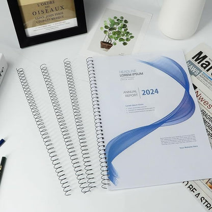 Rayson Spiral Metal Coil for Binding, 4:1 Pitch, 48-Loops, 5/8" Coils Binding Comb 140 Sheets Capacity, Black Color & Pack of 100