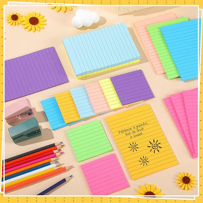 Yexiya 64 Pcs Lined Sticky Notes Self Stick Notes with Lines Bright Assorted Colors Sticky Notes for Home Office Products Post Memos, 1920 Sheets(4 x 6 Inch, 3 x 3 Inch,Vivid Color)