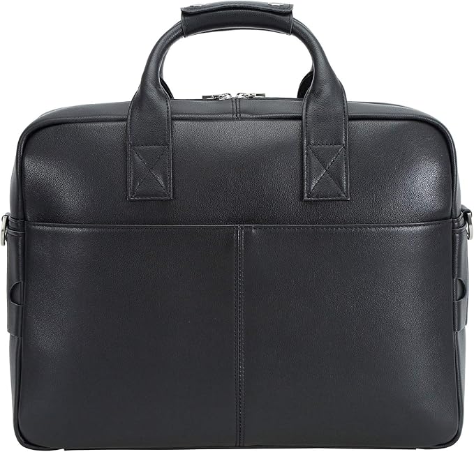 Polare Leather Briefcase for Men Business Travel Messenger Bags 15.6 Inch Laptop Bag YKK Metal Zipper