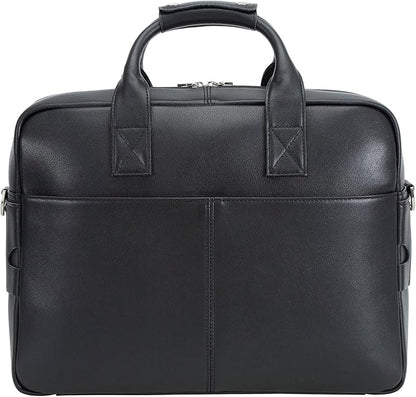 Polare Leather Briefcase for Men Business Travel Messenger Bags 15.6 Inch Laptop Bag YKK Metal Zipper