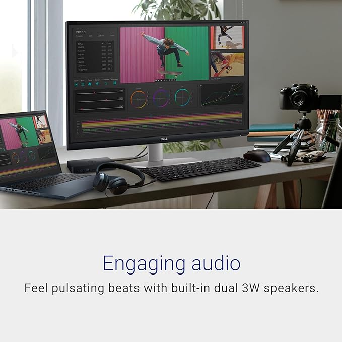 Dell S2721QS Monitor 27 Inch, 4K UHD (3840 x 2160) IPS Display, Ultra-Thin Bezel, AMD FreeSync, HDMI, DisplayPort, VESA Certified - Silver