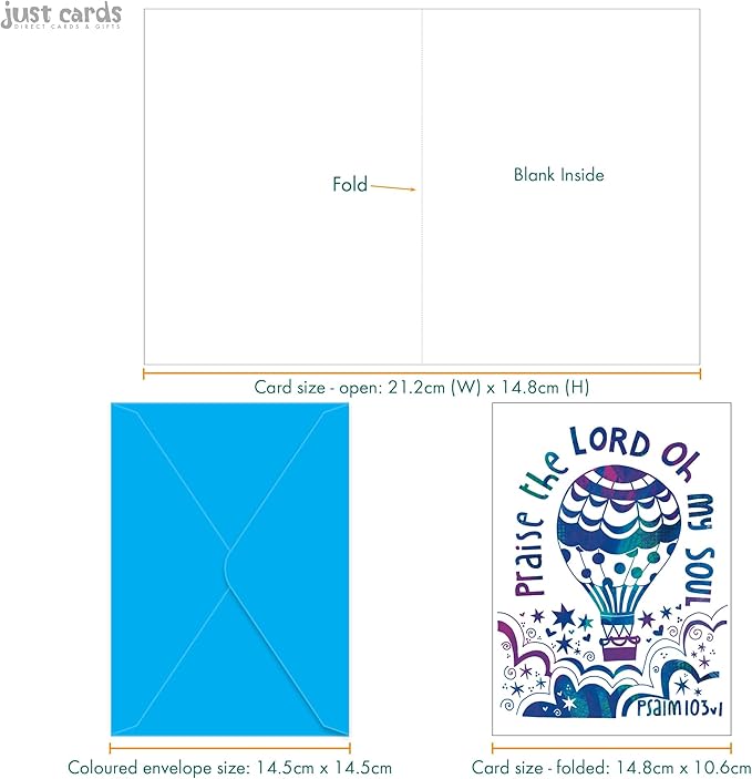 Christian greeting cards with Scripture, 9 in this pack of thinking of you cards religious, blank inside, hand drawn by British artist Jacqui Grace (Multicolored / CH4000)