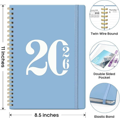 2026 Planner, Weekly and Monthly Calender Planner, Jan 2026 to Dec 2026, Hardcover 2026 Calendar Planner Book with Tabs & Inner Pocket, Office Home School Supplies for Women & Men - A4 (8.5" x 11"), Blue