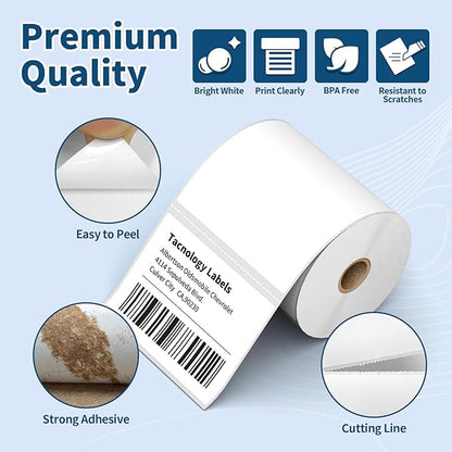 12 Rolls 4" x 3" Direct Thermal Labels - Shipping & Multipurpose Labels for Barcode Postage - Adhesive & Perforated, Compatible with Zebra Desktop Printers & Rollo Label Printer,500 Labels/Roll