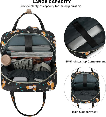 Fox Laptop Backpack College Bookbag School Backpack for Women Girls, Travel Backpack 15.6 Inch Computer Backpacks