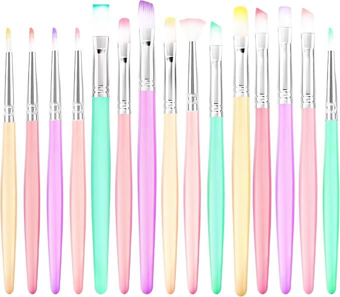 Art Paint Brush Set, Colorful Paint Brushes, Different Sizes for Artists, Adults & Kids, Painting Brushes Set with Paint Palettes, Paint Brushes, Art Paint Brushes for Watercolor, Oil, Face, 15 Pack