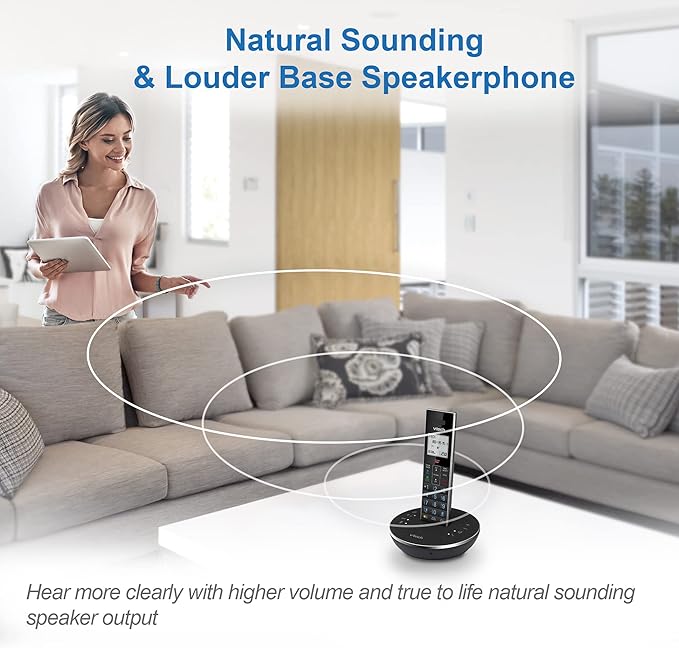 VTech LS6381-2 Bluetooth Speaker with Echo Cancellation, Noise Reduction, Music Streaming, PC/Landline/Cellular Calls, Paired with DECT6.0 Cordless Handset, Answering System, Smart Call Blocker,Black