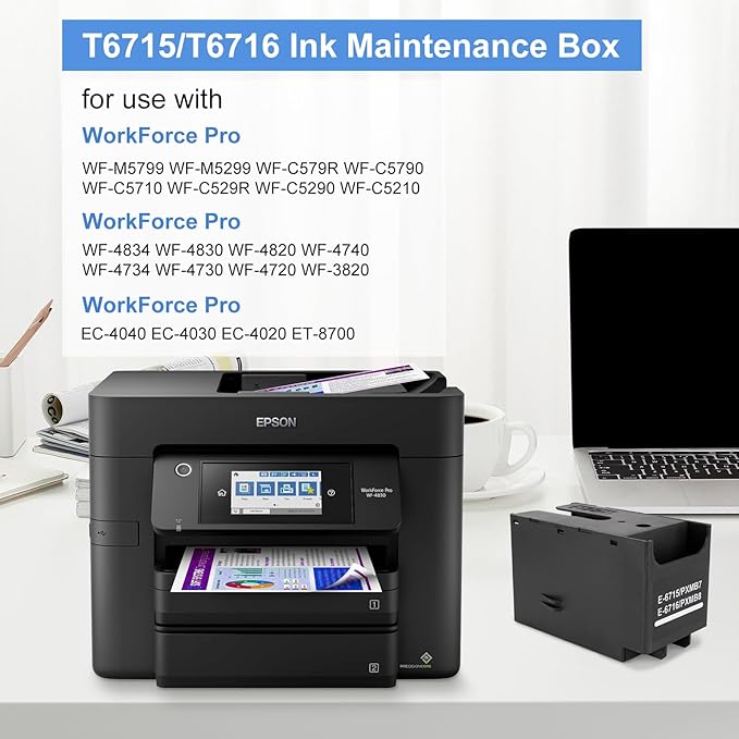 T6715 T6176 Ink Maintenance Box for Workforce Pro WF-4833 WF-4740 WF 4730 WF-4734 WF-4830 WF-4720 WF-4820 WF-3820 EC-4020 EC-4030 EC-4040 WF-C5790 WF-C5210 WF-C5290 Printers T671500/T671600 (2-Packs)