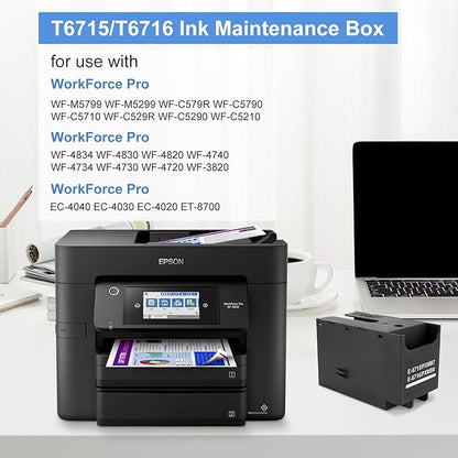 T6715 T6176 Ink Maintenance Box for Workforce Pro WF-4833 WF-4740 WF 4730 WF-4734 WF-4830 WF-4720 WF-4820 WF-3820 EC-4020 EC-4030 EC-4040 WF-C5790 WF-C5210 WF-C5290 Printers T671500/T671600 (2-Packs)