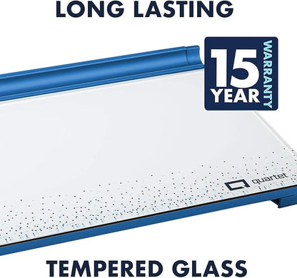 Quartet Glass Dry Erase White Board, Desktop Computer Pad for Notetaking, 18" x 6" Whiteboard, Clean Erase Surface with Storage, 1 Dry Erase Marker, Dot Pattern (GDP186D)
