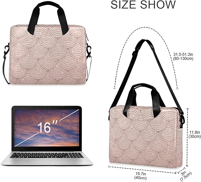 ALAZA Rose Gold Glitter Mermaid Scales Laptop Messenger Bag Case Sleeve Briefcase Women, Multi02