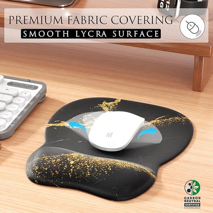 MROCO Ergonomic Mouse Pad with Gel Wrist Rest, Comfortable Mousepad with Smooth Wrist Support Surface and Non-Slip PU Base for Pain Relief, Computer, Laptop, Office & Home, 9.4 x 8.1 in, Black Gold