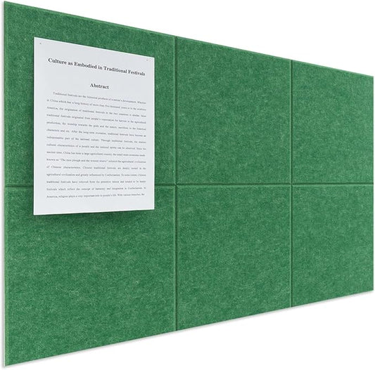 Large Felt Bulletin Board(36" x 24"),Cork Board Alternative,6 Pack Felt Wall Tiles with Safe Removable Adhesive Tabs,Notice Pin Board/Message Board/Vision Board for Office, School & Home