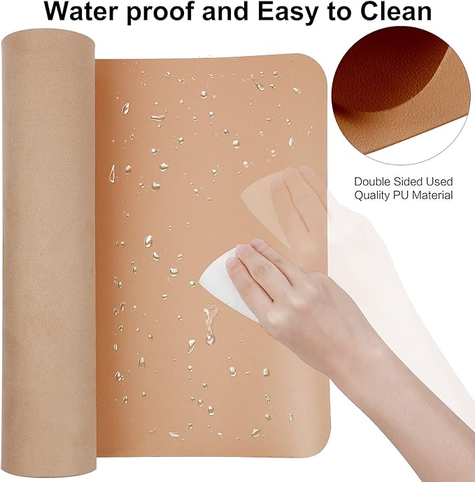 Boutilon Leather Desk Pad 30" x14",Non-Slip Mouse Pad,Office Desk Mat,Waterprooft PU Leather Desk Blotter,Desk Pad Protector,Desk Writing Pad for Home Office Decor (M-Orange Pink)