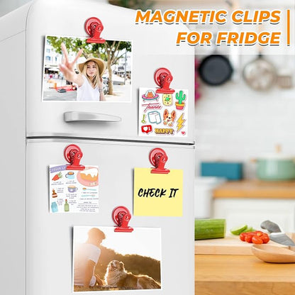 20 Pack Magnetic Clips Fridge Magnet, Refrigerator Magnets, Strong Magnets with Clips for Whiteboard, Home Office, Cruise (Light Red)