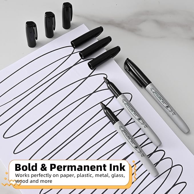 Permanent markers, 120 packs permanent markers bulk, quick drying in one second, waterproof, smooth, not easy to erase, durable, can be marked on glass, tiles and cloth, office supplies,Gray shell