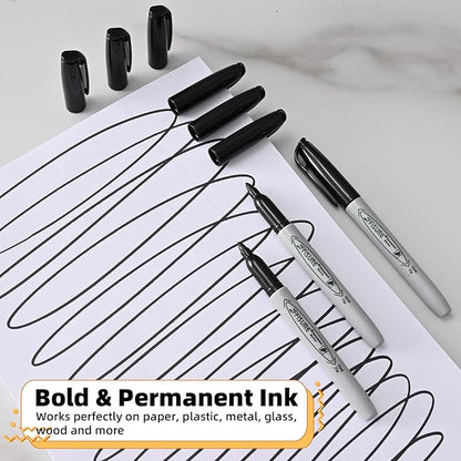 Permanent markers, 40 packs permanent markers bulk, quick drying in one second, waterproof, smooth, not easy to erase, durable, can be marked on glass, tiles and cloth, office supplies,Gray shell