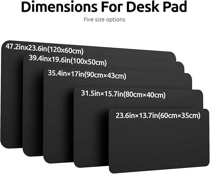 YSAGi Leather Desk Pad Protector, Office Desk Mat, Large Mouse Pad, Non-Slip PU Leather Desk Blotter, Laptop Desk Pad, Waterproof Desk Writing Pad for Office and Home (Black, 23.6" x 13.8")