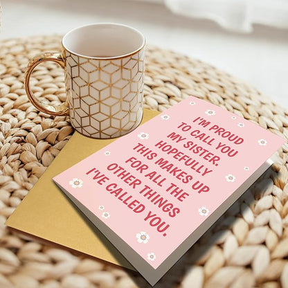 Chenive Funny Sister Birthday Card - Proud of You & Congratulations for Sis' Graduation & New Job