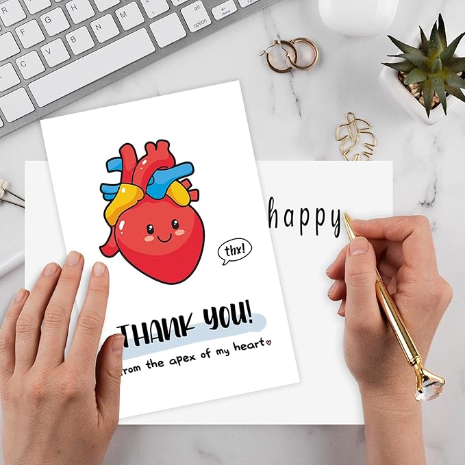 Cute Thank You Card for Heart Surgeon, Funny Thank you Gift for Women Men, Appreciation Card for Doctor Nurse Medical Staff, Thank You from the Apex of My Heart