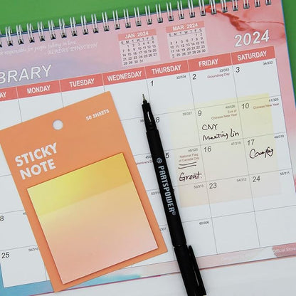 Gradient Transparent Sticky Notes, 8x8 cm See Through Notes for Annotating Bible Journaling Office Supplies, 50 Sheets/Pad, 4 Pads