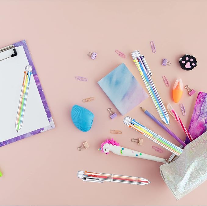 50 Pcs 6 in 1 Multicolor Ballpoint Pen Bulk 0.5 mm 6 Color Retractable Ballpoint Pen Colorful Ink Pen Party Favors Rainbow Pen Gel Ink Nurse Pens for Office School Students (50)