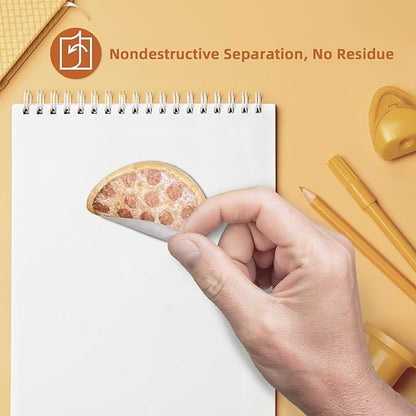 Funny Sticky Notes Cute 2 Pads, Fun Sticky Note Pads Burrito & Pizza Design, Cute Sticky Notes Office Desk Gifts, Self-Stick Note Pads, Set of 2, Round