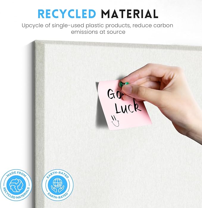 Large Cork Bulletin Board for Wall 36"x24", 6 Pack Felt Wall Tiles with 50 Pushpins, 30 Safe Removable Adhesive Tabs, Decorative Pin Board Tack Board for Office Home School, White