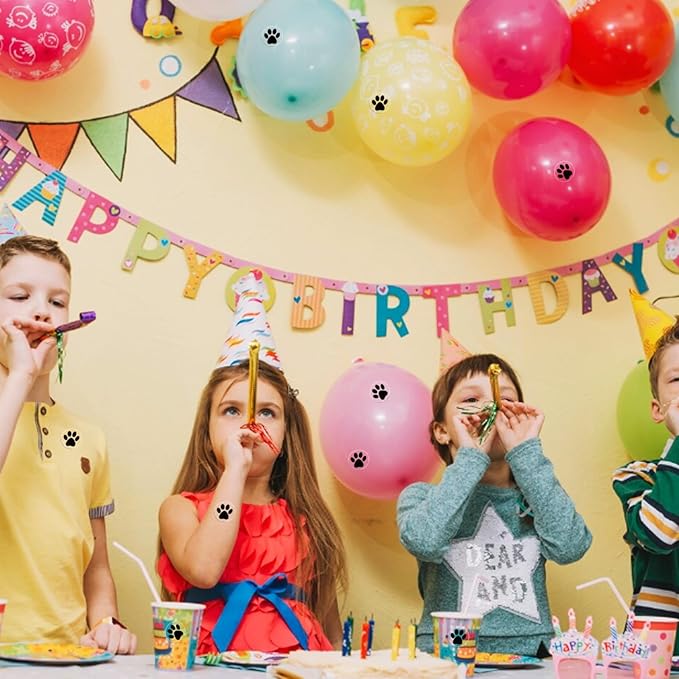 Paw Stickers, Clear Paw Prints Stickers, 500 Pcs 1 Inch Puppy Dog Paw Stickers, Self-Adhesive Black Bear Paw Stickers Roll for Kids Birthday Decorations Envelopes Seals Cards Gift Wrapping