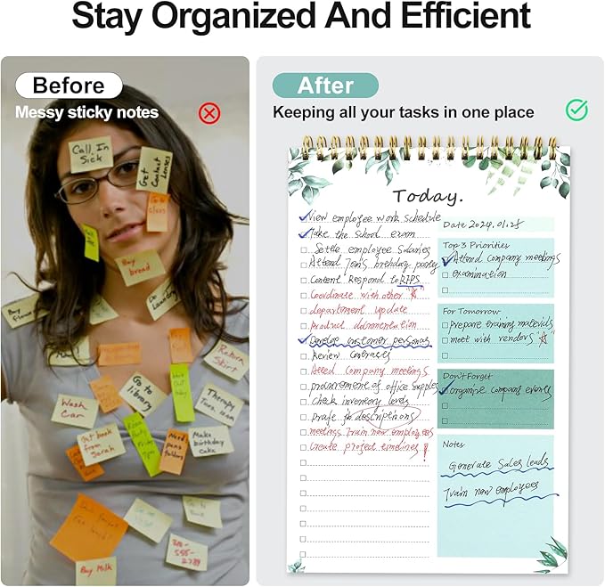 To Do List notepad - To Do List Notebook for Work with 52 Sheets, Undated Daily Planner Perfect for Daily Tasks and Goal Setting, To Do List Notepad Suitable for Office, Desk, Classroom,