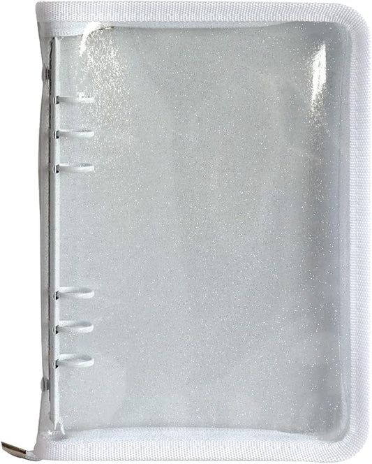 Multibey A5 Binder Cover Clear Soft PVC 6-Ring Binder Budget Cash Evelopes System with Zipper Planner Organizer Refillable Notebook Journal Binder (White, A5)