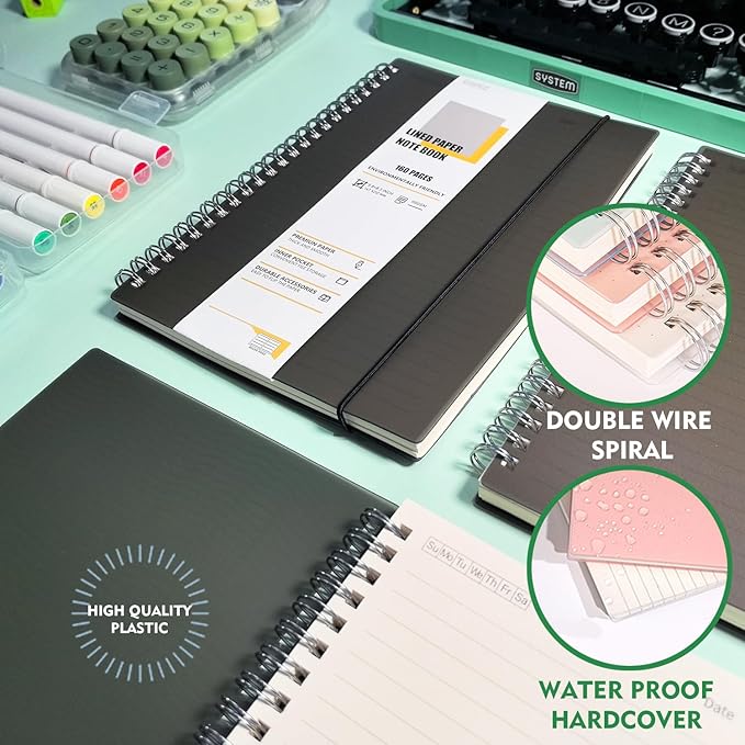 1 Pack Ruled Notebook, 5.9 x 8.3 Inches Spiral Notebooks for Work, School and Journal with 110 GSM Journal Ruled Paper, Large Notebook with 80 Sheets/160 Pages, Hardcover Ruled Journal