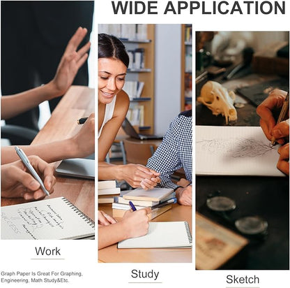 Graph Paper Spiral Notepad A5 Top Wirebound Notepad Grid Notebook Steno Pads Memo Notebook Grid Paper 140 Pages for Writing Sketching Drawing Office Supplies(Black,48 Pack)