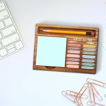 vizuzi Healthy Self-Talk Growth mindset Mental Health Sticky Note Holder, Therapy Office Decor, Gifts for Psychotherapy Therapist Counselor Office Decor CBT Self-Stick Note Pad Holders ZSS35