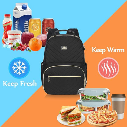 MATEIN Lunch Backpack for Women, 15.6inch Laptop Work Backpack with Insulated Cooler Compartment, Water Resistant Teacher Nurse Backpack with USB Port for College Picnic Camping Beaches, Women Gifts