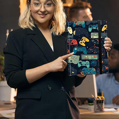 Gaming Controllersca Padfolio Folder with Clipboard,Portfolios Organizer Clipboards with Storage Clipboard Writing Pad PU Leather Conference Document Organizer with Business Card Holder