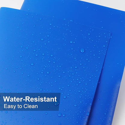 12-Pack Plastic Folders with Pockets,2-Pocket Poly Folders Holds 8-1/2" x 11" Paper for School/Office/Home, Blue