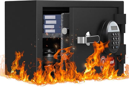 1.2 Cubic Feet Fireproof Safe Box, Fireproof Home Safe for Money, Jewelry, Documents and Valuables W/Digital Keypad,Alarm System,Removable Shelf Safe, Home and Office Use Fireproof Document Box