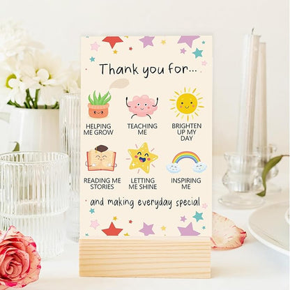 OJsensai Cute Teacher Thank You Card, Best Appreciation Gifts for Daycare Preschool Teacher, Thank You for Helping Me Grow