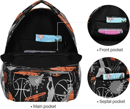 AUUXVA Sport Man Basketball School Backpack for Girls Boys Kids Laptop Backpack Travel Camping Daypack Medium