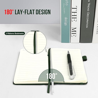 Small Notebook College Ruled, 3 Pack (Green) 3.7x5.7 in Pocket Notebook Journaling Notebooks Mini Hardcover Lined Note Pads with Pens for Work Business Travel and Office Supplies