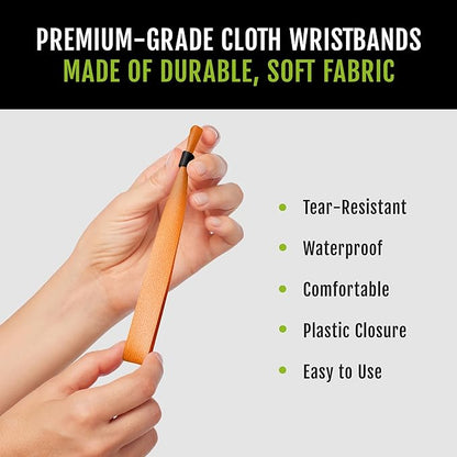 100 WristCo Cloth Event Wristbands - Orange Fabric Bracelets Wrist Bands for Concerts Festival Admission Party 13 ½” x ½”