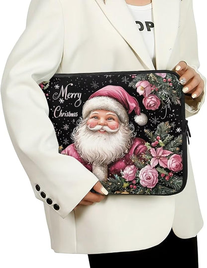 Christmas Laptop Sleeve for Women 13 inch Laptop Protector with Versatile Uses Computer Sleeve Neoprene Lap Top Case for Daily Use School Travel Tablet Bag Santa Claus