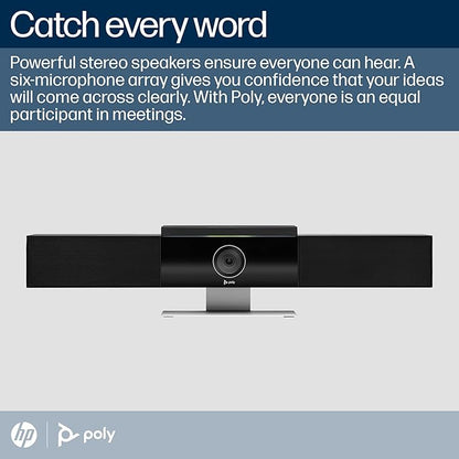 Poly Studio 4K USB Video Conference System (Plantronics) - Camera, Microphone, & Speaker Bar for Small & Medium Conference Rooms - Auto Framing & Tracking - Teams/Zoom Certified - Amazon Exclusive